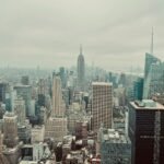 a view of a city from a tall building